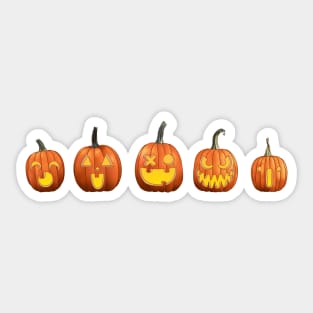 Five Jack 'O Lanterns (Blue) Sticker